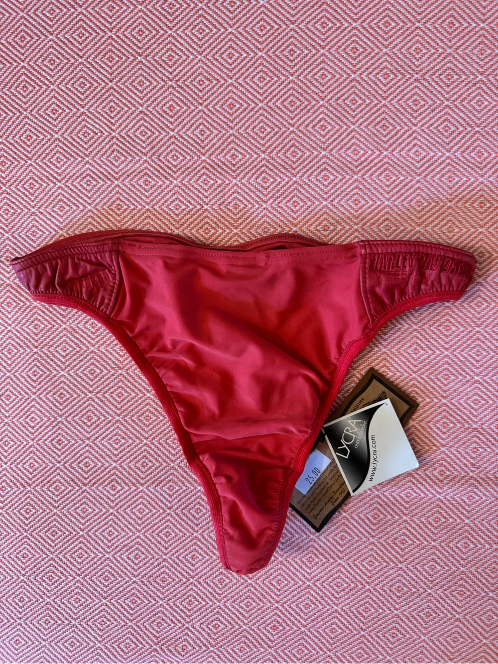 Large women’s Harley Davidson leather, Lycra Red/ orange Women's thong/panty.